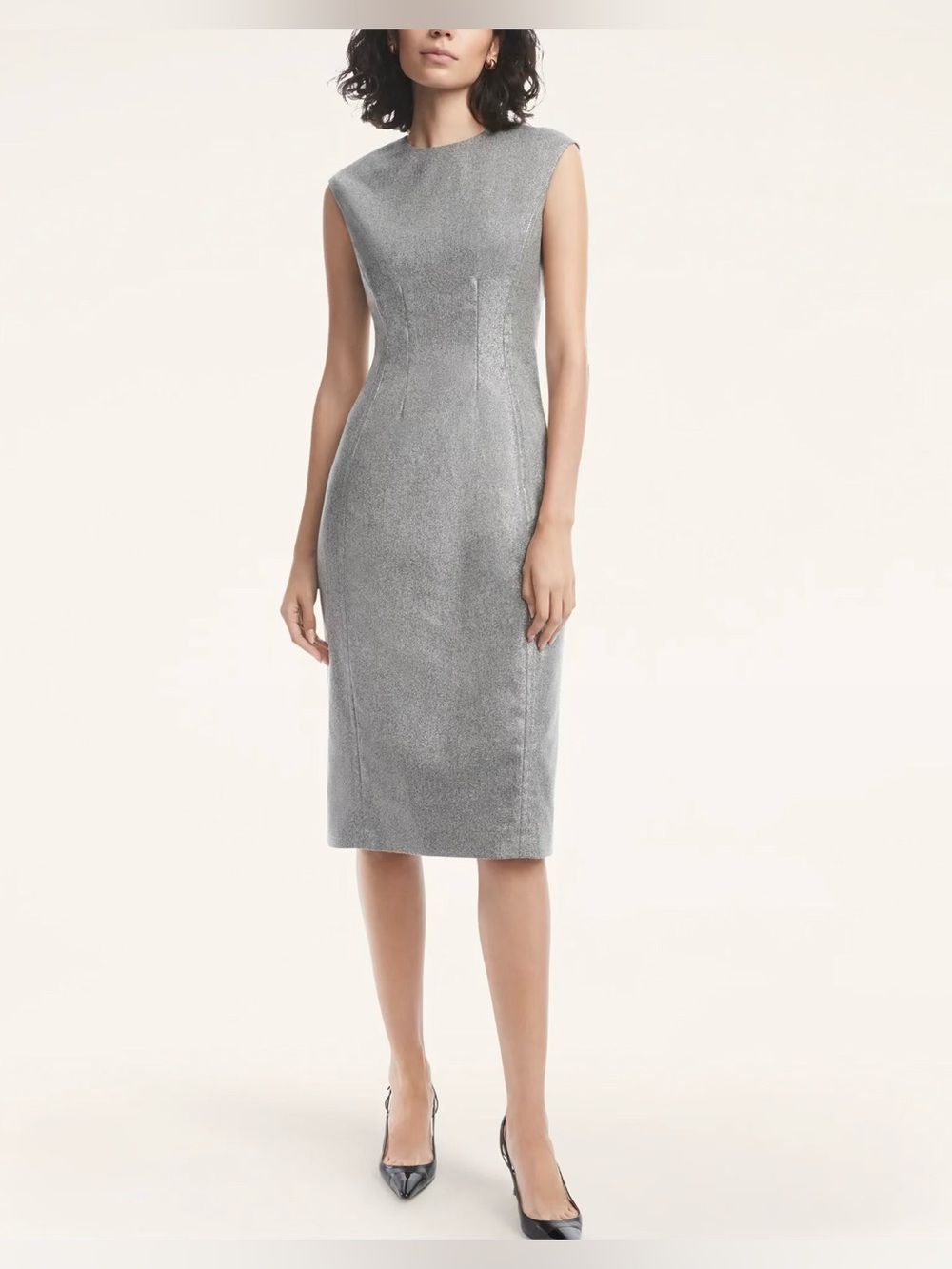 Brooks Brothers Metallic Wool Flannel Sheath Dress – Size 10, pristine